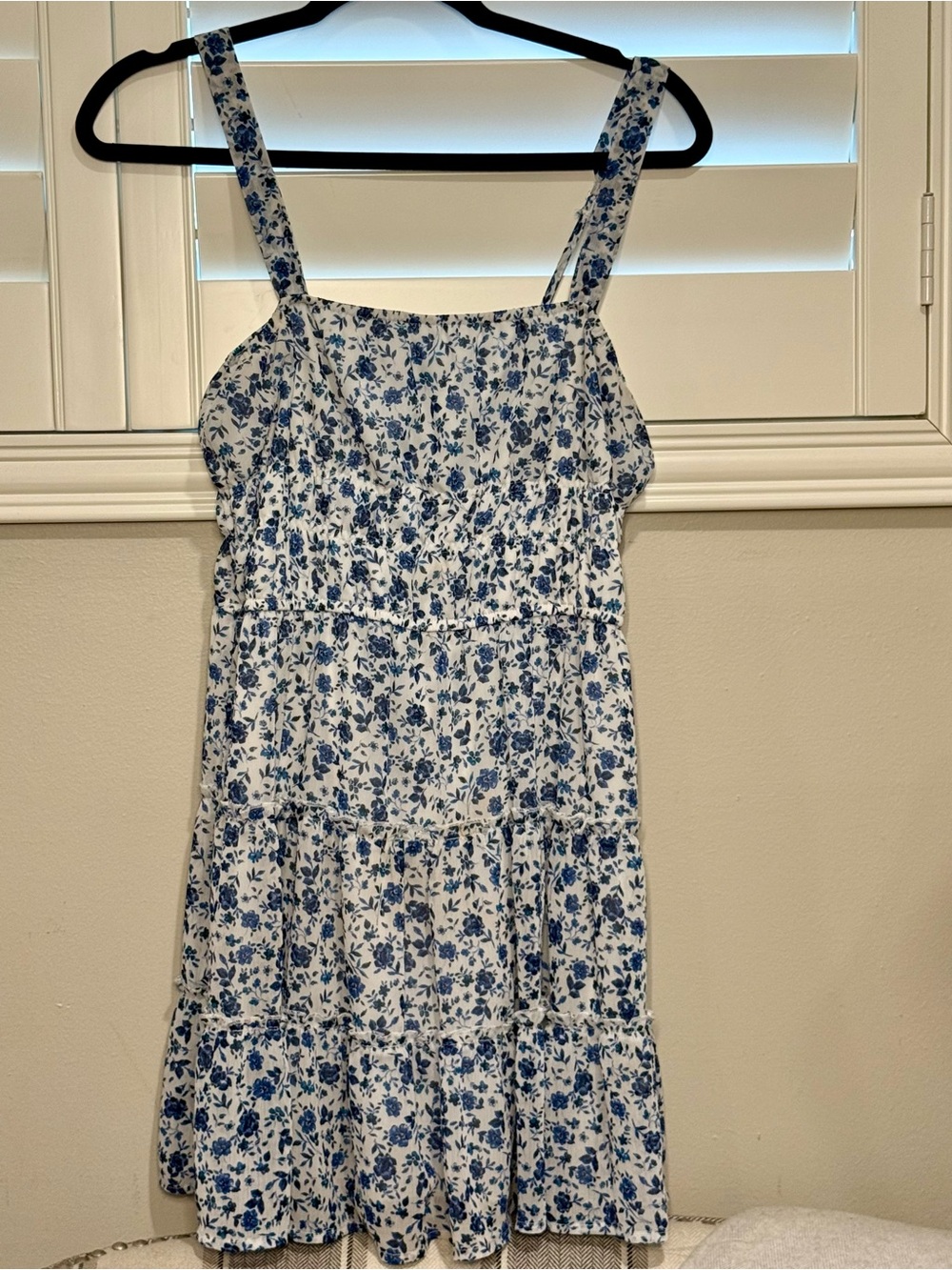 Trixxi White Sundress with Blue Floral Print